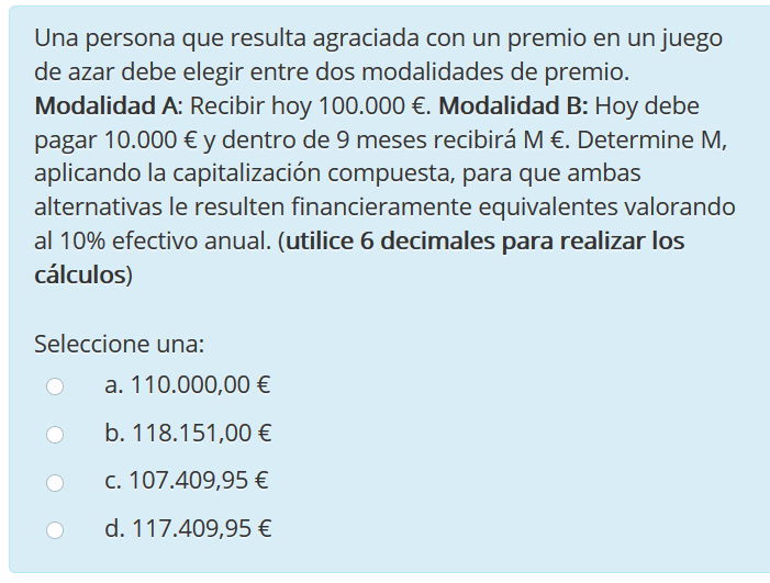 Alguien sabe cómo se hace este ejercicio de Matemáticas Financieras?